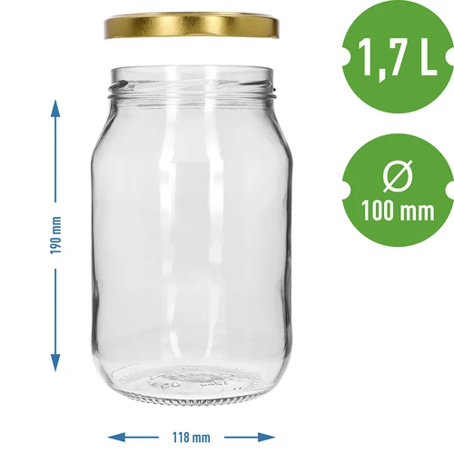 Barattolo TO 1,7 L con capsula dorata fi 100/6, 1 pz. - 4