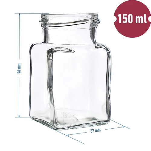 Barattolo TO 150 ml Quattro angoli fi 53 coperchio - 6 pezzi. - 6