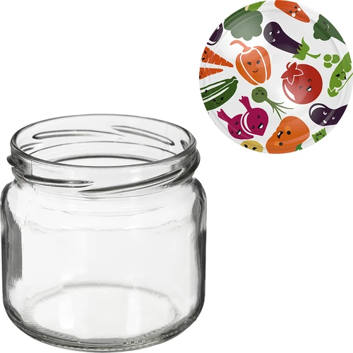 Barattolo TO 370 ml con coperchio colorato fi82/6- 6 pezzi - 6
