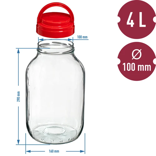 Barattolo TO 4 L e coperchio fi 100 con manico - 6