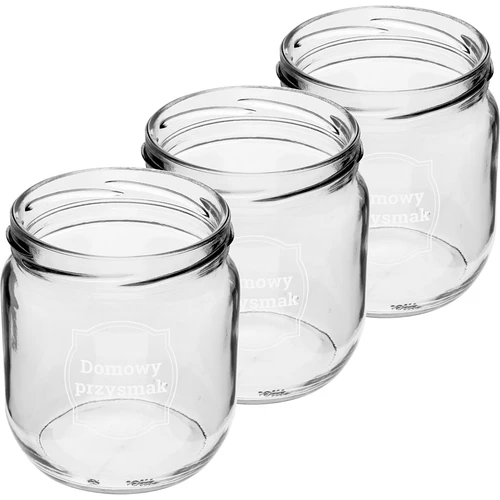 Barattolo TO 425ml con stampa "Delizia casalinga" e coperchio nero fi 82 - 3 pezzi - 3