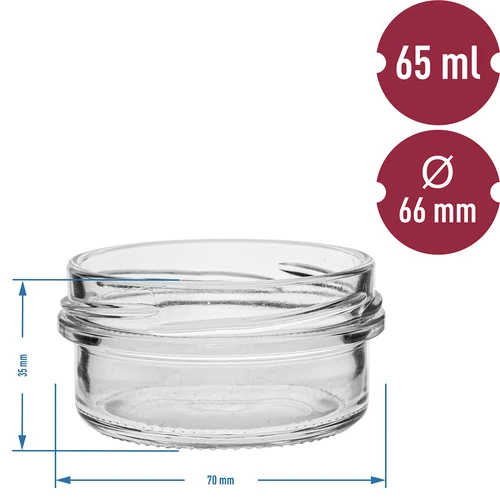 Barattolo TO 65 ml con coperchio colorato fi66 - 6 pezzi - 6