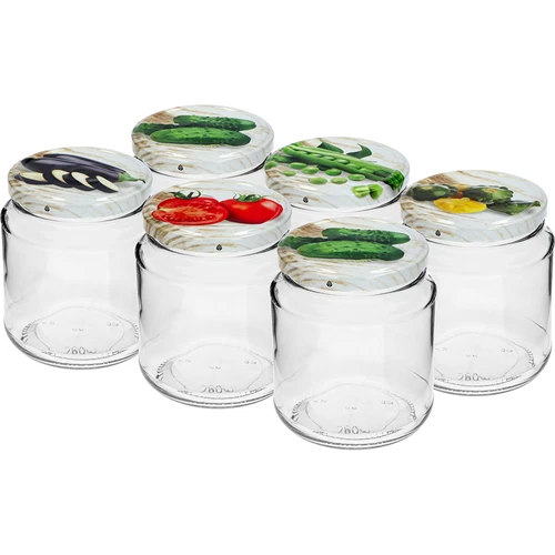 Barattolo TO, cicciotto 580ml con coperchio colorato fi82/6, 6 pezzi - 2