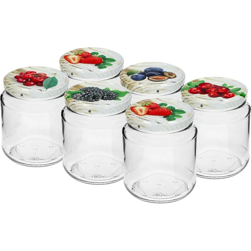 Barattolo TO panciuto 580 ml con tappo colorato fi82/6, 6 pezzi