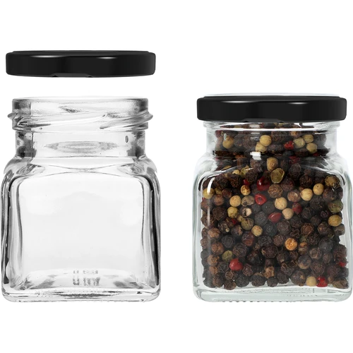 Barattolo twist off 120ml - Quattro angoli fi 53 con coperchio nero, 6 pezzi - 4