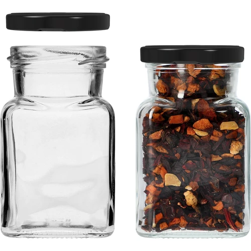 Barattolo twist off 150ml Quattro angoli fi 53 con coperchio nero, 6 pezzi - 4