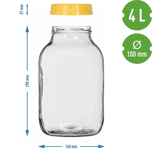 Barattolo twist-off 4 L e tappo in plastica Ø 100 con manico - 7