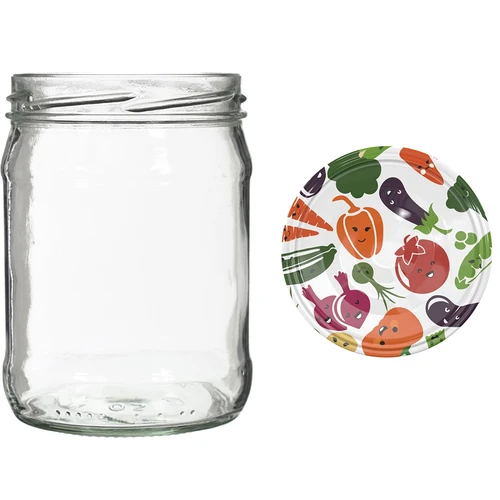 Barattolo twist off 500 ml con coperchio colorato fi82/6 - 6 pezzi - 5