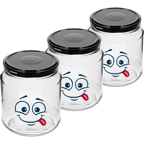Barattolo twist-off 580ml con stampa Faccina e coperchio fi 82/6 - 3 pezzi - 2