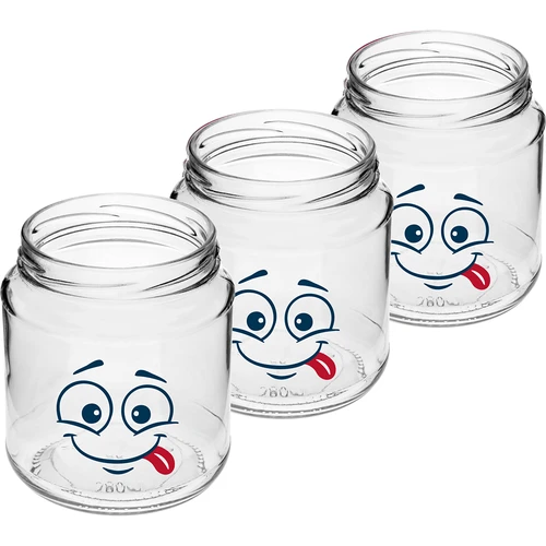 Barattolo twist-off 580ml con stampa Faccina e coperchio fi 82/6 - 3 pezzi - 3