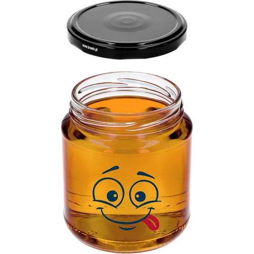 Barattolo twist-off 580ml con stampa Faccina e coperchio fi 82/6 - 3 pezzi - 6