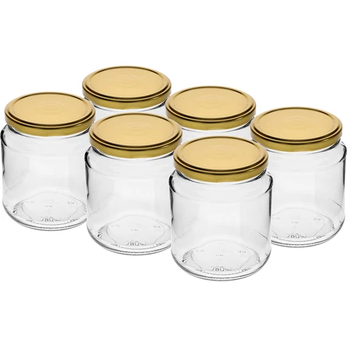Barattolo twist-off, cicciottello 580ml con coperchio dorato fi82/6, 6 pezzi.  - 1 