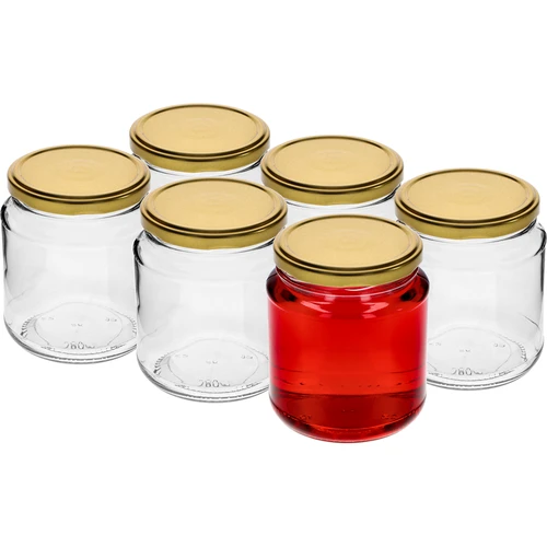 Barattolo twist-off, cicciottello 580ml con coperchio dorato fi82/6, 6 pezzi. - 2