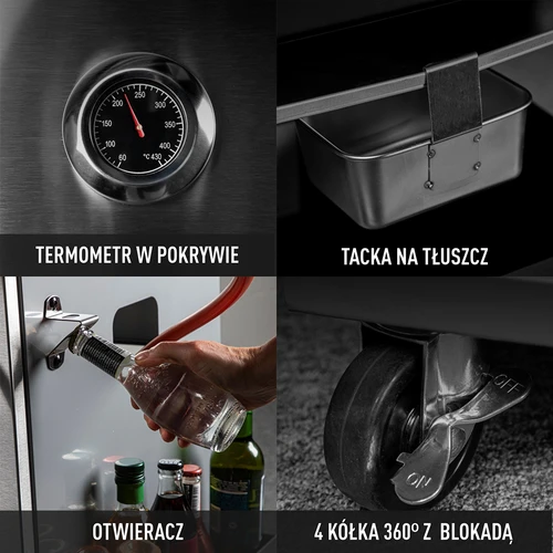 Barbecue a gas dragON BBQ201, 18,8 kW, argento - 8