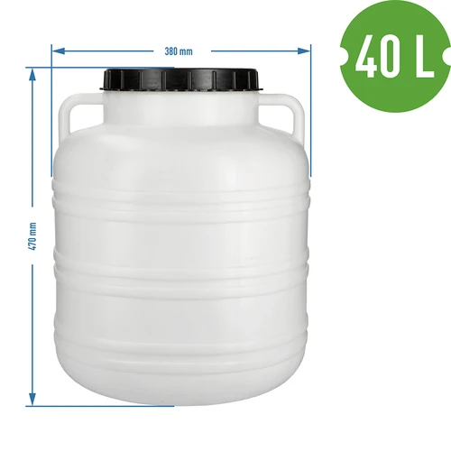 Barile per fermentazione 40 L - bianco, con maniglie - 8