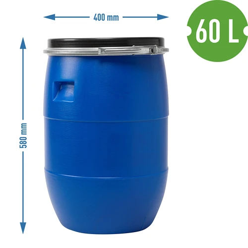 Beczka na kapustę 60 L, z obręczą dociskową, niebieska, Sterk - 9