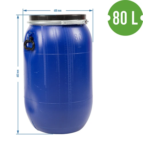 Bidone per crauti e cetrioli 80 L, blu con anello di serraggio - 12