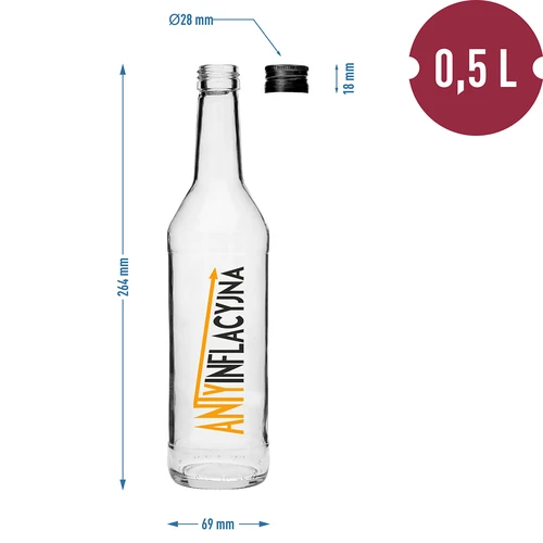 Bottiglia 0,5 L con tappo a vite e stampa Antiinflazione - 4 pezzi - 7