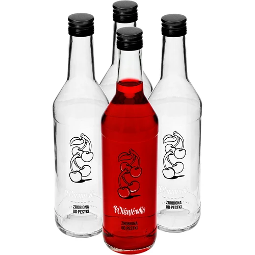 Bottiglia 0,5 L con tappo a vite e stampa Wiśniówka - 4 pezzi  - 1 