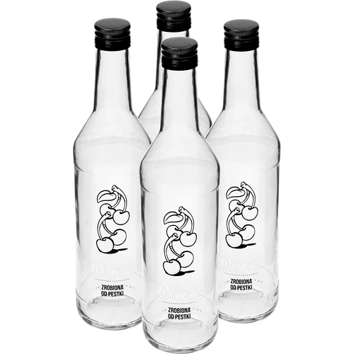 Bottiglia 0,5 L con tappo a vite e stampa Wiśniówka - 4 pezzi - 2