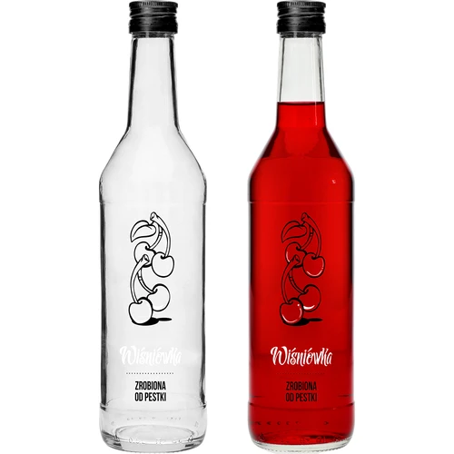 Bottiglia 0,5 L con tappo a vite e stampa Wiśniówka - 4 pezzi - 3