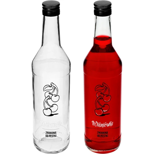 Bottiglia 0,5 L con tappo a vite e stampa Wiśniówka - 4 pezzi - 4