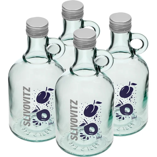 Bottiglia 0,5 L con tappo e stampa a 2 colori Slivovitz - 4 pezzi - 2
