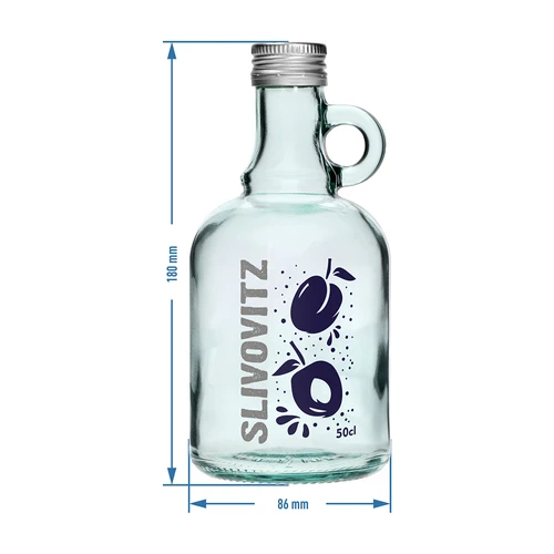 Bottiglia 0,5 L con tappo e stampa a 2 colori Slivovitz - 4 pezzi - 7