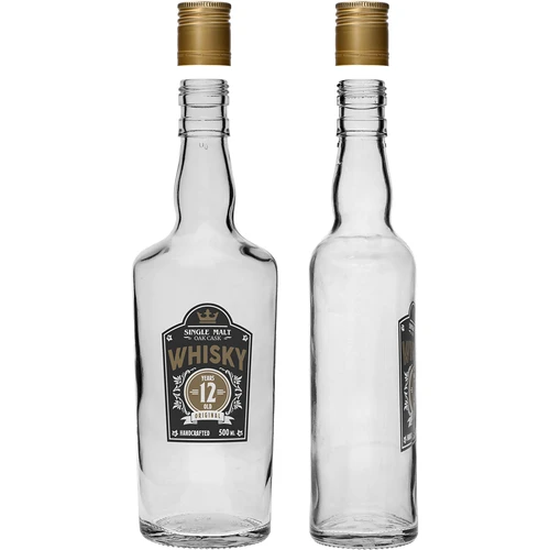 Bottiglia 0,5 L con tappo e stampa a 2 colori Whisky - 4 pezzi - 4