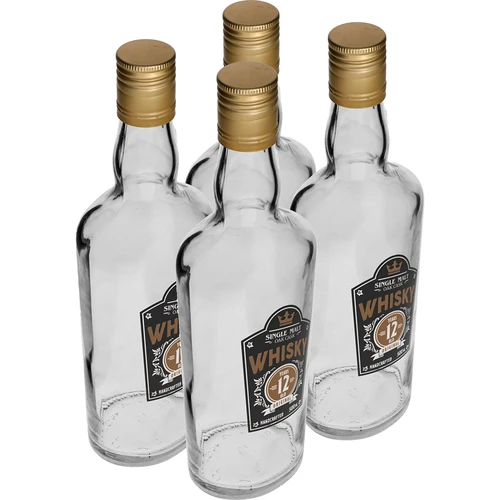 Bottiglia 0,5 L con tappo e stampa a 2 colori Whisky - 4 pezzi - 2