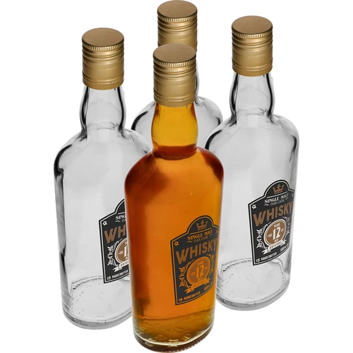 Bottiglia 0,5 L con tappo e stampa a 2 colori Whisky - 4 pezzi  - 1 