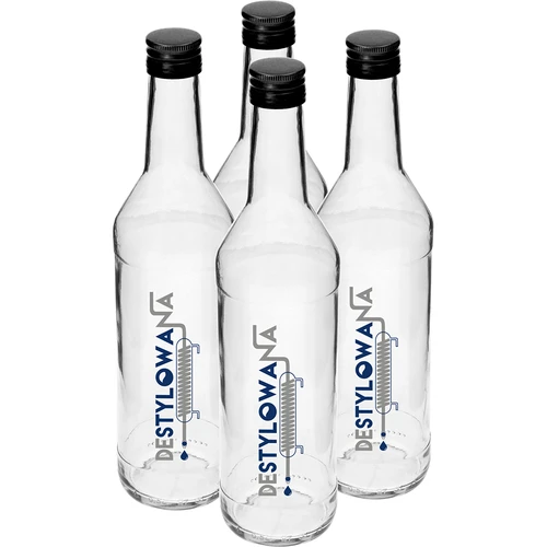 Bottiglia 0,5 L con tappo e stampa Distillata - 4 pezzi - 2