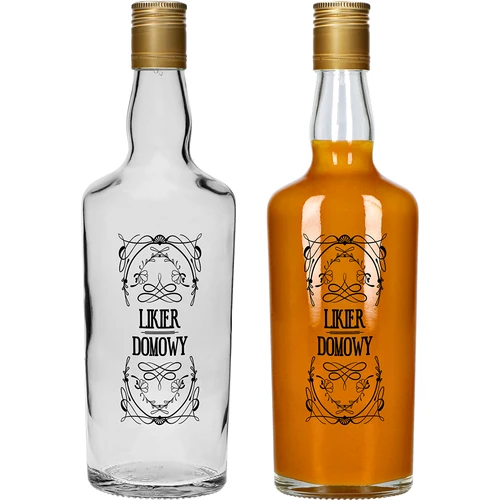 Bottiglia 0,5 L con tappo e stampa Liquore fatto in casa - 4 pezzi - 6