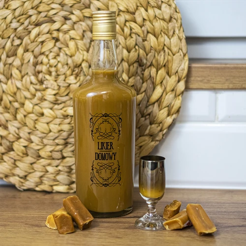 Bottiglia 0,5 L con tappo e stampa Liquore fatto in casa - 4 pezzi - 10