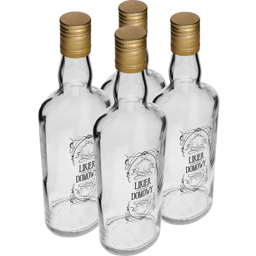 Bottiglia 0,5 L con tappo e stampa Liquore fatto in casa - 4 pezzi - 2