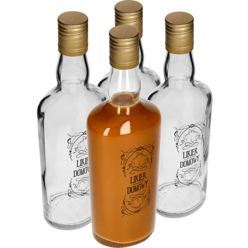 Bottiglia 0,5 L con tappo e stampa Liquore fatto in casa - 4 pezzi  - 1 
