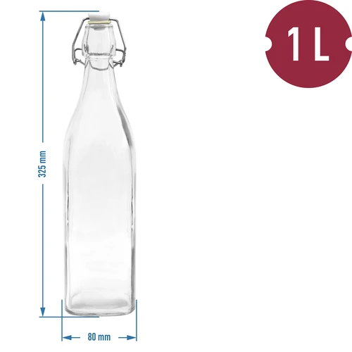 Bottiglia 1 L con chiusura ermetica - quadrata - 2