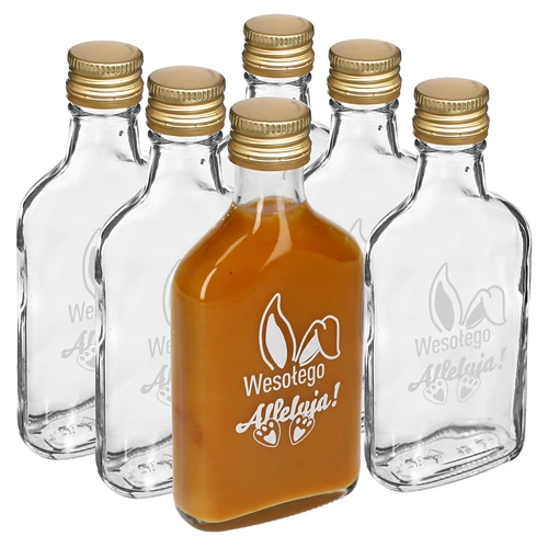 Bottiglia 200 ml con tappo a vite, stampa Orecchie di Coniglio, 6 pz