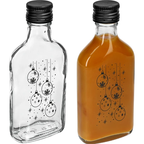 Bottiglia tipo fiaschetta 200 ml con tappo a vite, stampa "Palline di Natale", 1 pz. - 3