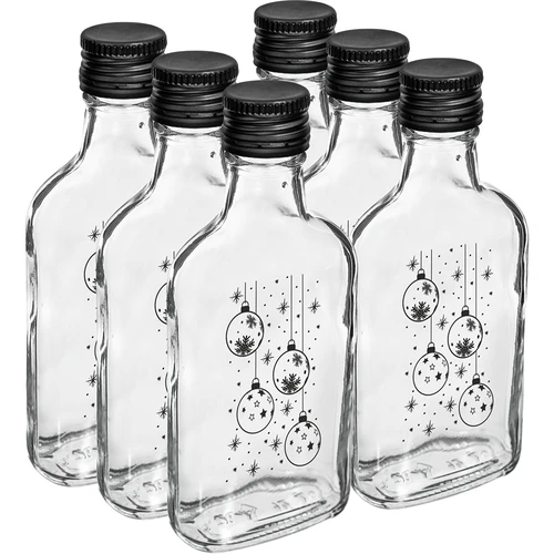 Bottiglia 200 ml con tappo a vite, stampa Palline di Natale, 6 pz. - 4