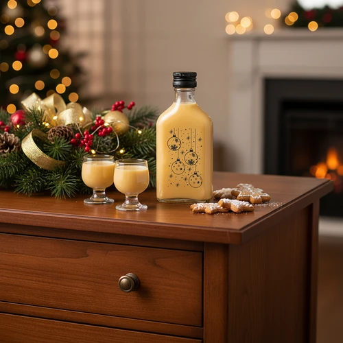 Bottiglia 200 ml con tappo a vite, stampa Palline di Natale, 6 pz. - 6