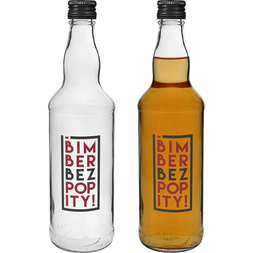 Bottiglia 500 ml con tappo a vite e stampa bicolore 'Bimber Bez Popity' - 4 pezzi - 6