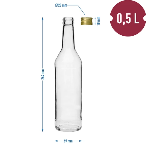 Bottiglia 500 ml per vodka dritta con tappi - 8 pezzi - 7