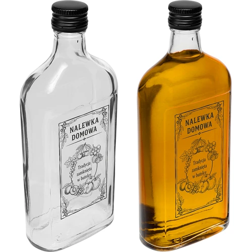 Bottiglia tipo fiaschetta 500 ml con tappo a vite, stampa "Nalewka domowa", 1 pz. - 2