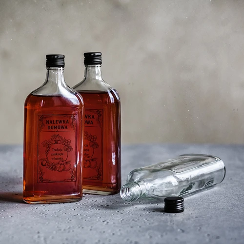 Bottiglia tipo fiaschetta 500 ml con tappo a vite, stampa "Nalewka domowa", 1 pz. - 5