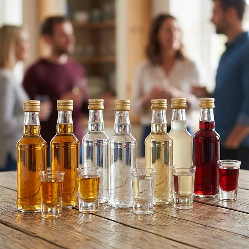 Bottiglia classica per liquori 200 ml, con tappo a vite dorato Ø 28, 1 pz. - 6