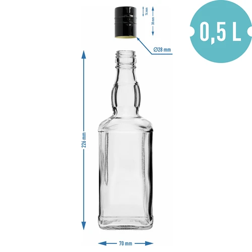 Bottiglia Daniels 500 ml con tappo a vite, 1 pz. - 6