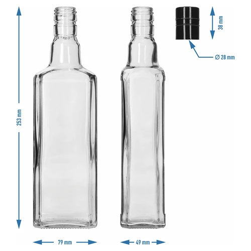 Bottiglia decorativa TYNKTURA 0,5 L, con tappo a vite nero lungo Ø 28 mm, 1 pz. - 5