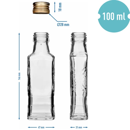 Bottiglia Flora 100 ml con tappo fi28, 8 pezzi. - 7