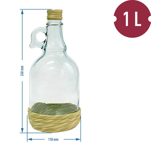 Bottiglia Gallone 1 L con rivestimento intrecciato e tappo a vite - 3